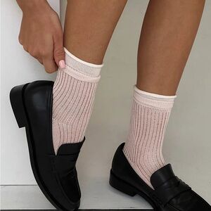 NWT Pink socks with lace trim